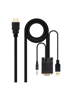 ADAPT. HDMI A VGA + JACK 3.5 +  USB-A 1.8M NEGRO PN:...