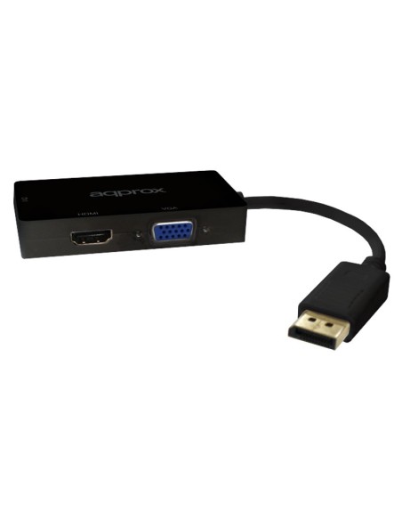 ADAPT. DISPLAY PORT A HDMI-DVI VGA 2K 4K Y VGA 1080P NEGRO PN: APPC37 EAN: 8435099522935   