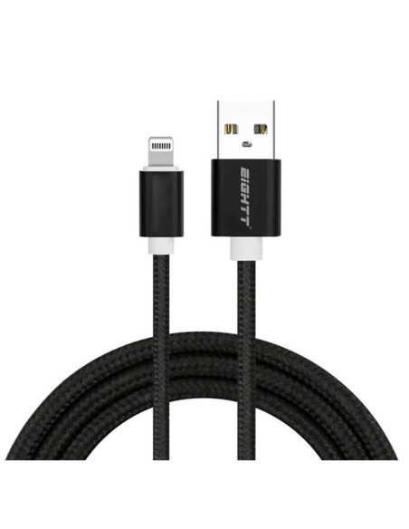 CABLE USB 2.0  1 M A LIGHTNING CARGA TRENZADO IPHONE NEGRO PN: ECI-2B EAN: 8425402170861   
