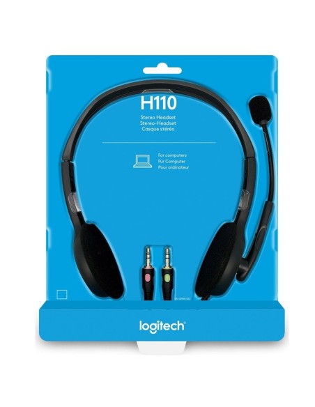 AURI + MIC 3.5MM 1.8M LOGITECH H110 CASCOS NEGRO PN: 981-000271 EAN: 5099206022423   