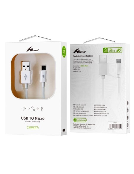 CABLE USB 2.0  TIPO A-MICRO US B 1M BLANCO PN: YCB-01-M/W EAN: 8433772199580   