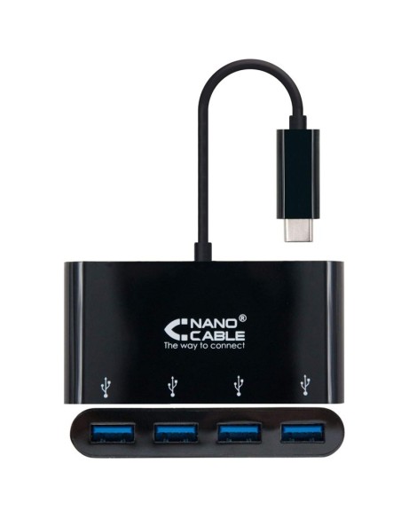 HUB 4 PTOS USB TYPE A 3.0 CON  CONEXION TYPE-C CABLE 10CM PN: 10.16.4401-BK EAN: 8433281008144