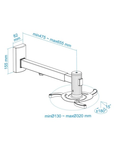 SOPORTE PROYECTOR TOOQ GIRA,   INCLINABLE , EXTENSIBLE NEGRO PN: PJ4015WTN-B EAN: 8433281006317   