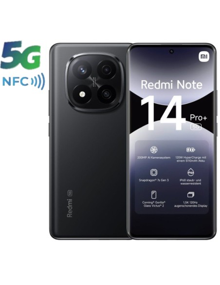 SMARTPHONE 6.6" XIAOMI REDMI   NOTE 14 PRO+ 8GB 256GB 5G NEGR PN: MZB0I9OEU EAN: 6941812784792   