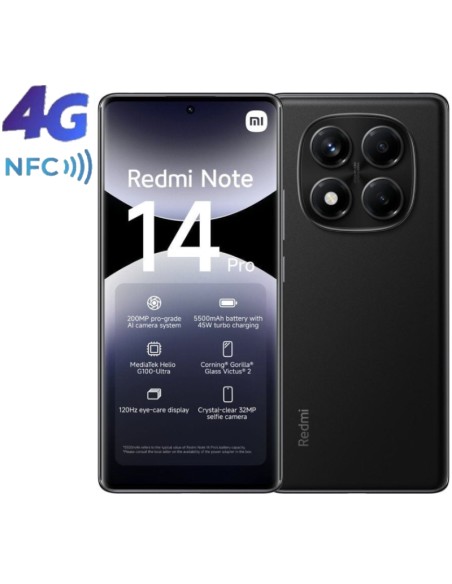 SMARTPHONE 6.6" XIAOMI REDMI   NOTE 14 PRO 8GB 256GB NEGRO PN: MZB0IDSEU EAN: 6941812742181