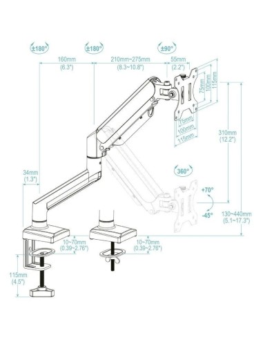 SOPORTE MESA VESA 13-34" TOOQ  DB1334TNR-B...