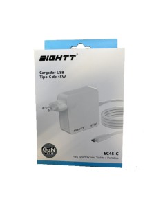ALIMENTADOR PORT.  45W EIGHTT  USB-C GAN TECH BLANCO PN:...