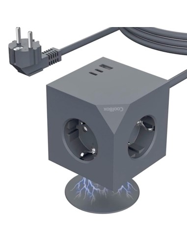 BASE 3 ENCHUFES CUBIK MAGNET   CARGA USB PN:...