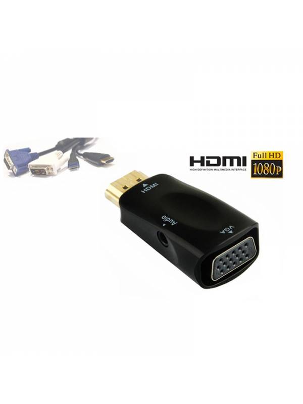 CONVERSOR HDMI A VGA + AUDIO   NEGRO PN: HDMI A VGA + AUD EAN: 1000000002453