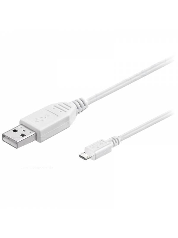 CABLE USB 2.0  1 M A MICRO     USB OMEGA BLANCO PN: USB A MICRO 1M W EAN: 1000000004232