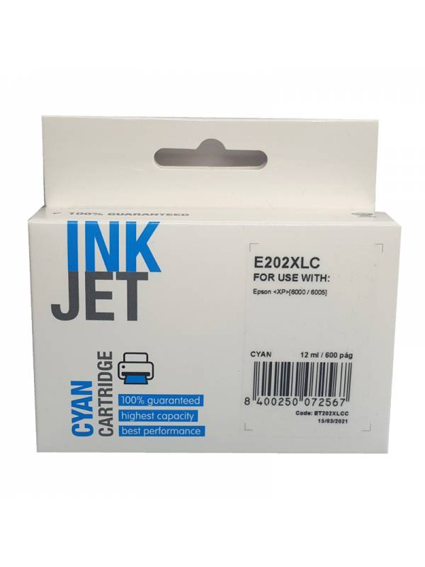 CARTUCHO INK EPSON T02H 202XL  CIAN PN: XET202XLCC EAN: 8400250072567
