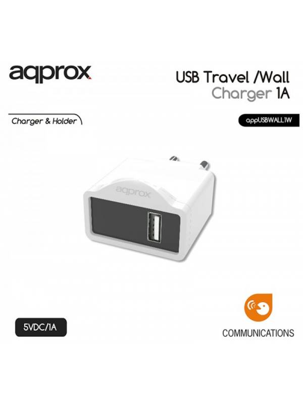CARGADOR  5V ENCHUFE APPROX 1X  USB TRAVEL WALL BLANCO
