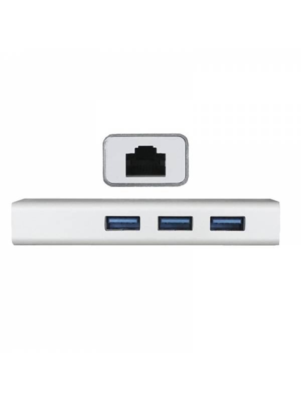 HUB 3 PTOS USB 3.0 + ETHERNET   GIGALAN SILVER PN: APPC07GHUB EAN: 8435099524434