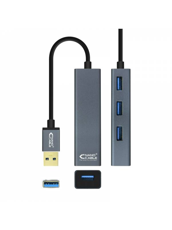 HUB USB 3.0 USB-AM ALUMINIO N ANO CABLE CORTO PN: 10.16.4402 EAN: 8433281009714