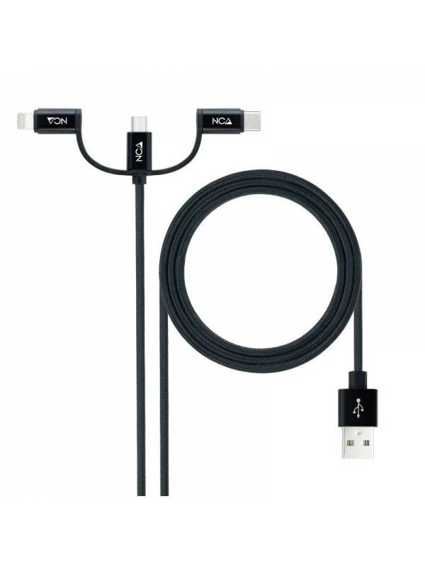 KIT CABLE 3 EN 1 USB A TYPE-C   MICRO LIGHTNING 1M PN: 10.01.3200 EAN: 8433281012936