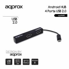 HUB 4 PTOS USB 2.0 APPROX OTG  CONEXION MICRO USB NEGRO
