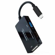 CONVERSOR USB TYPE-C A HDMI H, HDMI H, DVI H, VGA H NEGRO PN: 10.16.4301-ALL EAN: 8433281013049